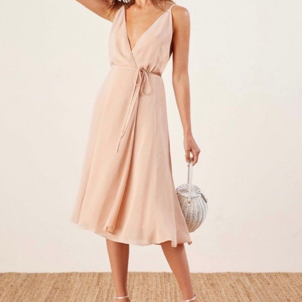Reformation Blush Pink Midi Wrap Dress